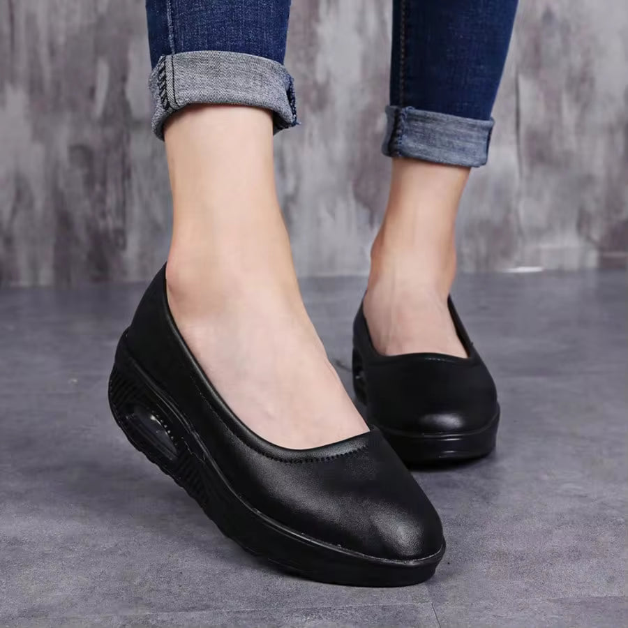Women's Nurse Shoes, Soft Bottom Breathable Comfortable Non-Slip Flat Black Comfortable Medical Working Shoes