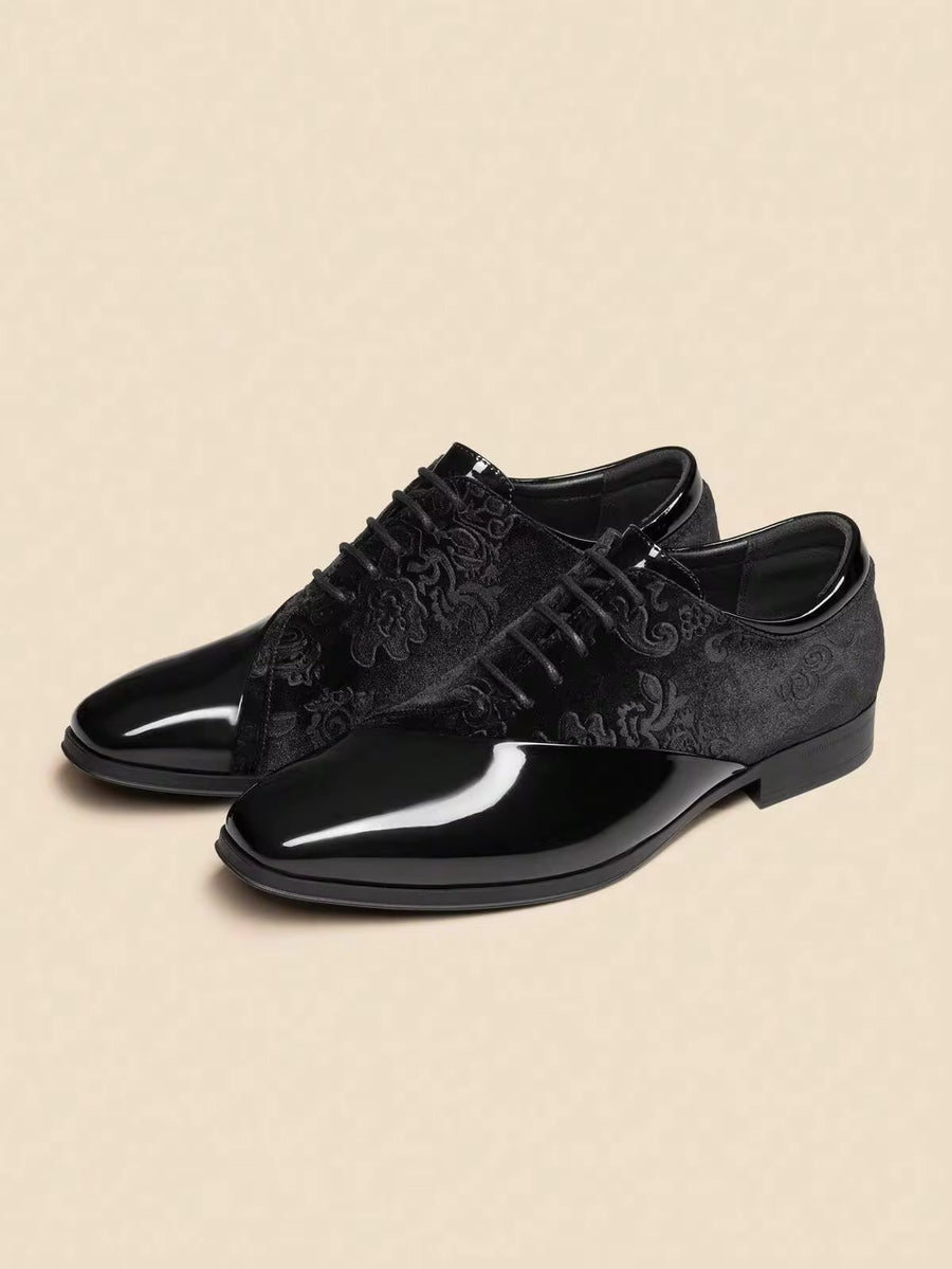 Men's Dress Shoes Classic Lace-Up Caden Glossy Velvet Formal Oxford For Business Dinners Parties Cocktail Events Weddings Valentine's Day Gifts