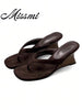 New Summer Wedge Heel Flip Flops, 8cm High Heel Casual Thong Sandals For Women